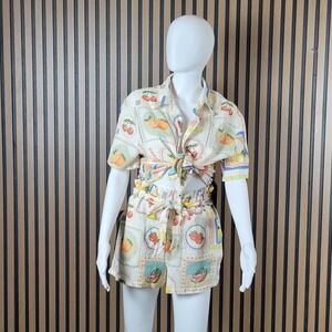 Angel Cult 2 Piece Set Womens Large Fruit Print Cotton Gauze Shirt & Shorts NWT